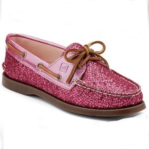 Sperry Top Sider Pink Glitter Shoes Size 8.5 NWOT